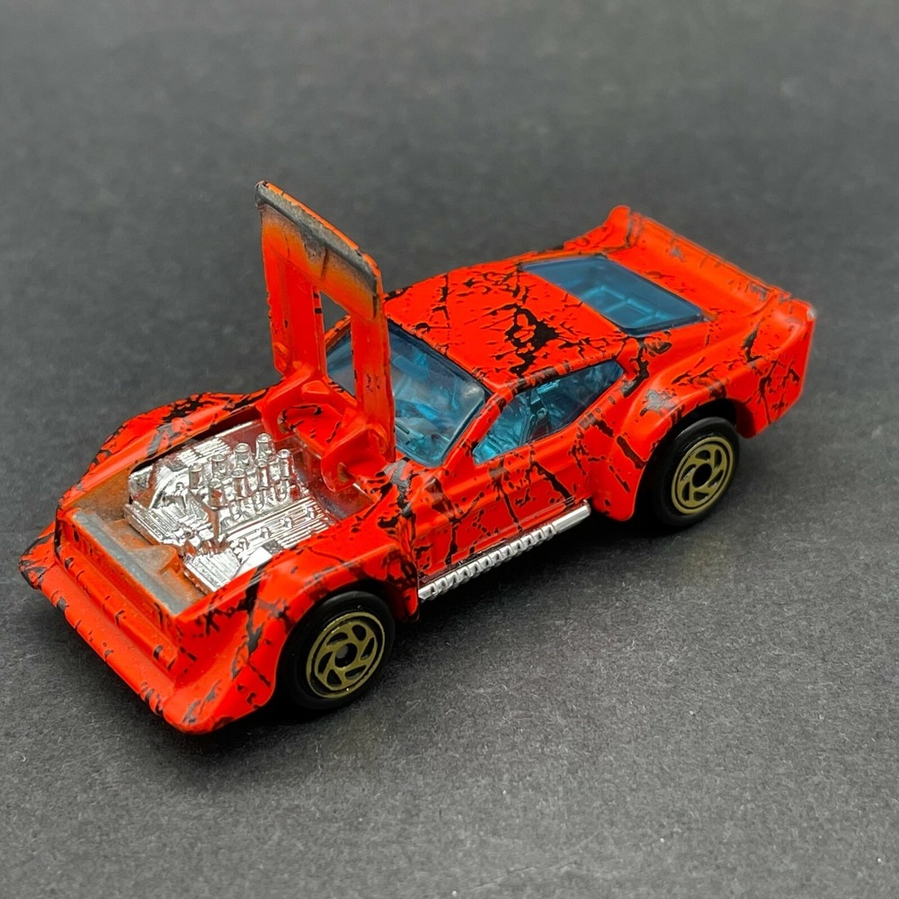 Matchbox 1983 IMSA Ford Mustang Mach 1 Car Orange Diecast 1/64 Opening Hood